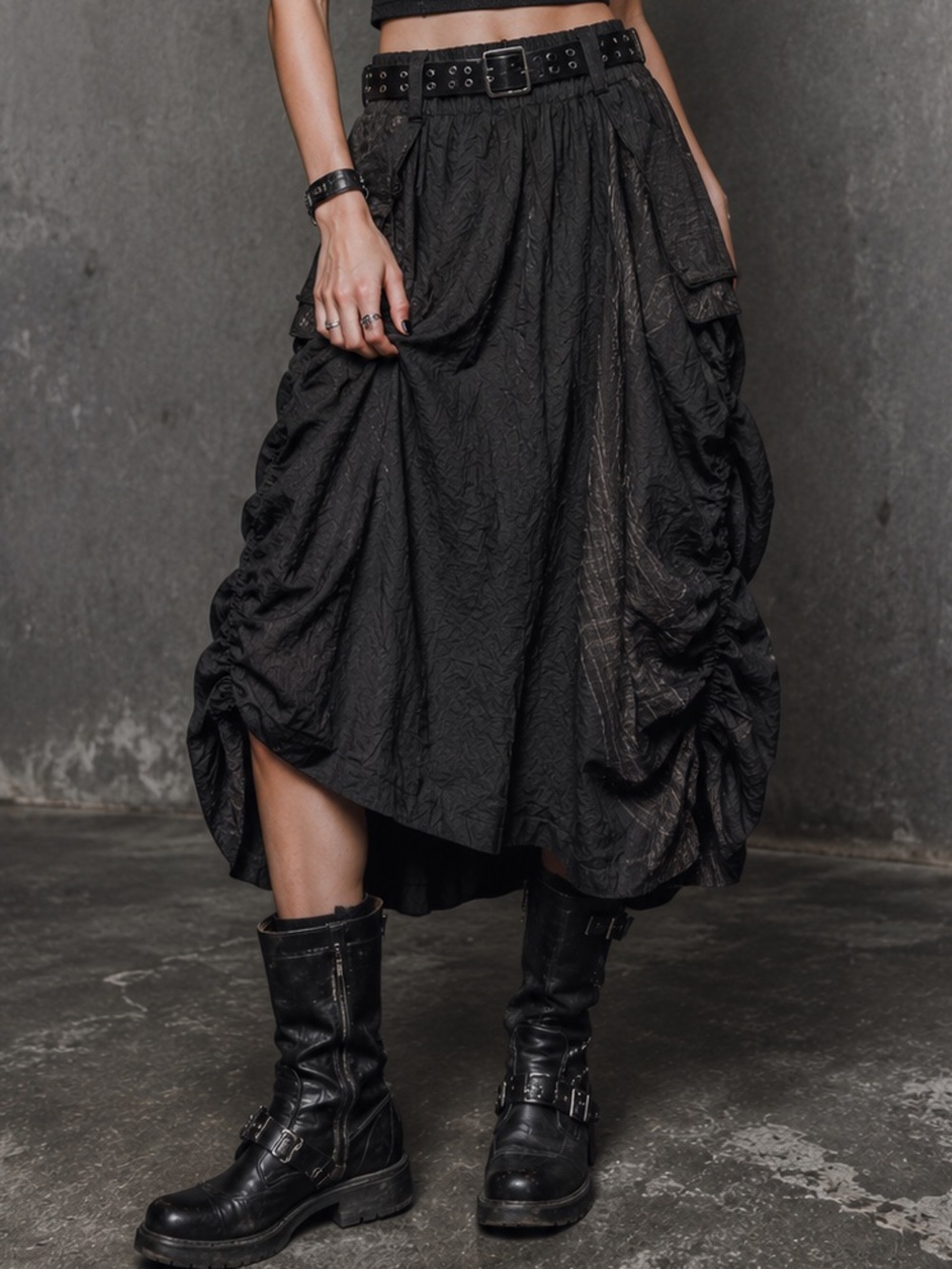 🖤 Mao mam NWT Black Drape Pocket Skirt OS Goth Boho MSRP $125 size M/L